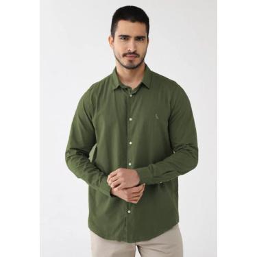 Imagem de Camisa Reserva Masculina Regular Tricoline Leve Verde Militar - Cor Ve