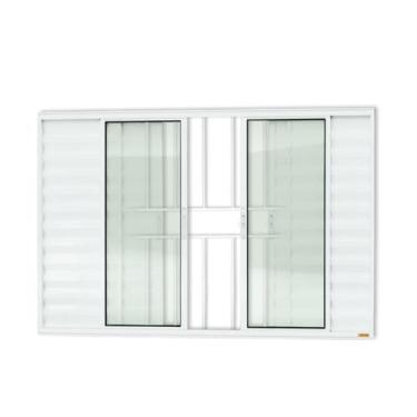 Imagem de Janela 6 Folhas C Grade C Vidro Liso  Branco 100x200 Brimak