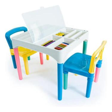 Imagem de Mesinha Didática Infantil Picolor C/ 2 Cadeiras Porta Lápis - Poliplac