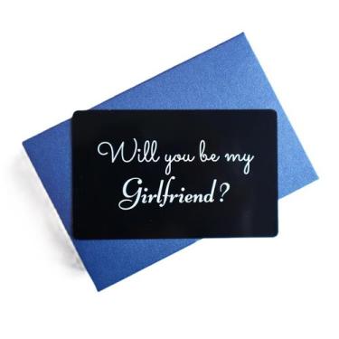 Imagem de Cartão de Proposta de Amor em Alumínio com Envelope Azul - Marca Própr