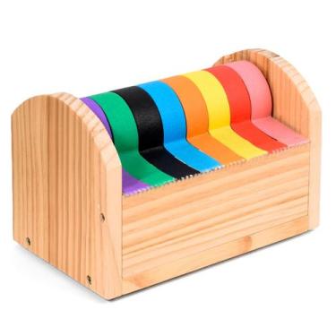 Imagem de Dispensador de Fita Niyanghome de Madeira 25x15x15 cm para 8 Rolos