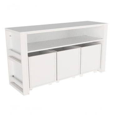 Imagem de Rack com Baús Infantil e Porta Livros Larissa MDF 131cm Branco Woodcore