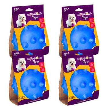 Imagem de 4 Brinquedo Bola Cravo TR 65 Mypetone - Azul