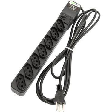 Imagem de Filtro de Linha 7 Tomadas 2P+T 12A Cabo 3 Metros Bivolt Fusível de Pro