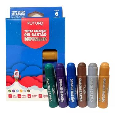 Imagem de Tinta Guache em Bastao Futuro Metallic com 6 Cores