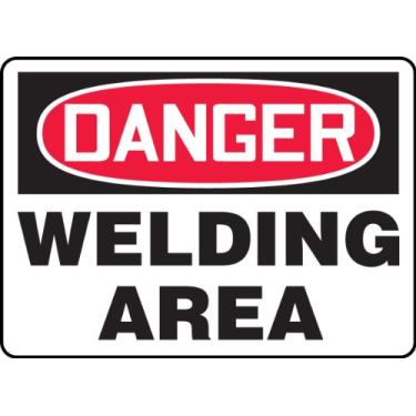Imagem de Accuform MWLD017VS Placa de Segurança de Vinil Adesivo, Legend, Área de Solda de Perigo", 25,4 cm de Comprimento x 35,5 cm de Largura x 0,01 cm de Espessura, Vermelho/Preto sobre Branco