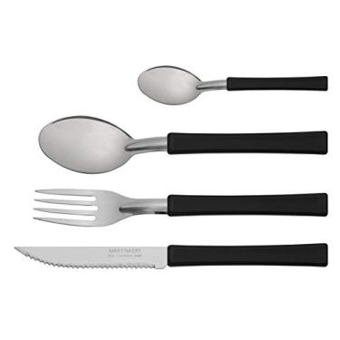 Imagem de Conjunto de talheres 24 Peças Cabo Plástico Preto com Pote