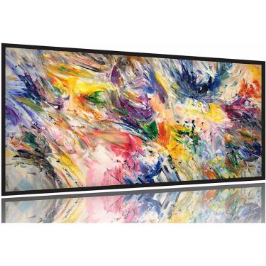 Imagem de Quadro Abstrato Colorful Sala Escritórios 130x60 Moldura Preta 2x2