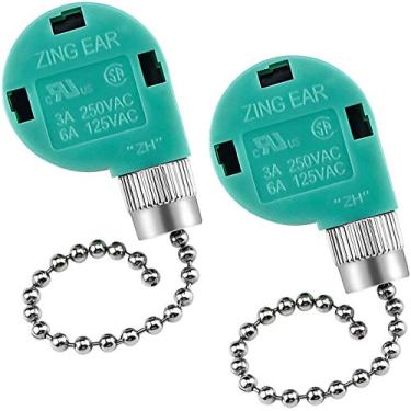 Imagem de Fan Zing Ear teto Chave 3 velocidade 4 Fios Zipper Chave de controle Substitua 3 Speed ​​Control Switch (Ventilador de teto, lâmpada de parede & Cabinet Light) Número da peça ZE-268S6 (Nickle / Silver 2 pack)