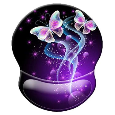 Imagem de Mouse pad com suporte de pulso, mousepad antiderrapante, descanso de pulso para escritório, computador, laptop e Mac - durável, confortável e leve tapete de suporte ergonômico (borboleta encantadora de pulso)
