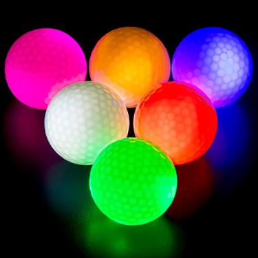 Imagem de THIODOON Bolas de golfe que brilham no escuro, com luzes de LED, conjunto de presente para homens, crianças e mulheres, pacote com 6 (6 cores em uma)