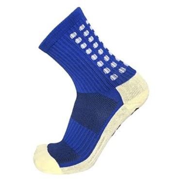 Imagem de Meia Trusox Para Futebol Antiderrapante Anti Torção Azul Meião Esportiva Para Futsal Chuteira Meia Anti Deslize Para Basquete Caminhada Ginastica