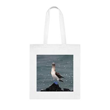 Imagem de Sacola Blue Footed Booby Sula Nebouxii Galápagos, presente divertido, bolsa de ombro, bolsas reutilizáveis, cesta de Natal de aniversário, ideia de presente, Branco
