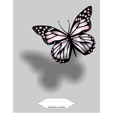 Imagem de Violet Butterfly - Lined Paper. Classic Notebook with beautiful butterfly (120 pages, 8,5x11)