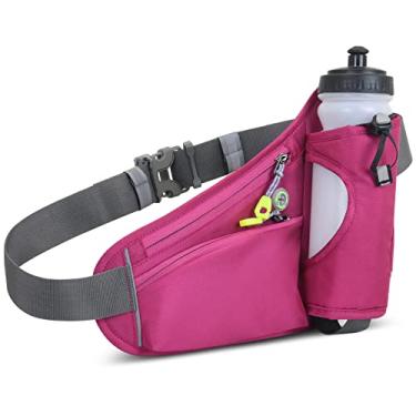 Imagem de Cinto de hidratação de corrida com garrafa de água pacote de cintura esportivo para homens mulheres maratona caminhada ciclismo impermeável refletivo ajustável, rosa, 30 * 22 cm