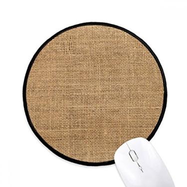 Imagem de DIYthinker Tapete de mouse abstrato Kahki de malha de linho de tecido desktop escritório tapete redondo para computador