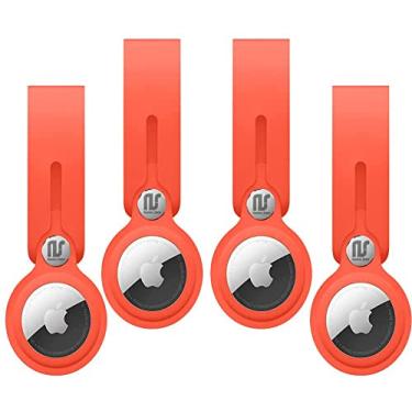 Imagem de Nandos-Store - Capa AirTag compatível com Apple AirTags - Capa protetora de silicone antiarranhões para chaveiro, mochilas, localizador de carteira - NSmart_store (Airtag 2021, Kit 4 laranjas)