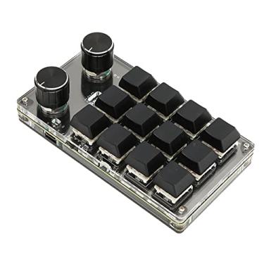 Imagem de Teclado Mecânico de Uma Mão, Teclado Macro Programável Sem Fio Bluetooth DIY de 12 Teclas Com 2 Botões, Teclado Macro Com Interruptor Vermelho Multifuncional USB Com Fio para Jogos