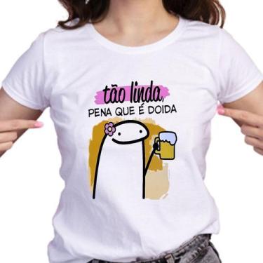 Imagem de 1 Camiseta Bonequinho Flork Meme Tão Linda Pena Que É Doida Camisa Div