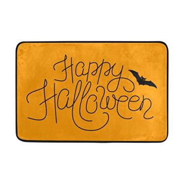 Imagem de Capacho laranja My Daily Happy Halloween da Alaza, 40 x 60 cm, sala de estar, quarto, cozinha, banheiro, tapete impresso, exclusivo, leve