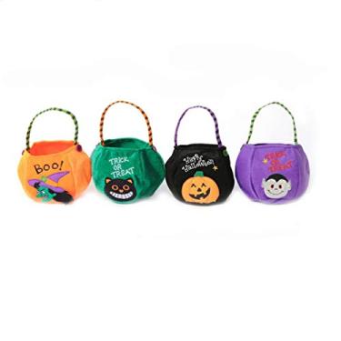 Imagem de 4 Pcs sacolas do dia das bruxas adereços de halloween saquinhos de lanche bolsas sacos de doces ou travessuras de halloween sacos de doces do dia das bruxas abóbora Bolsa de pano