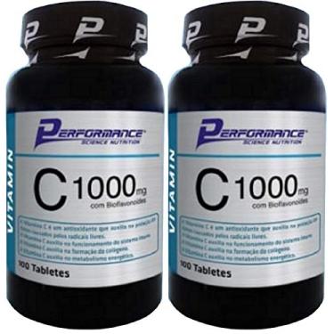 Imagem de Vitamina C 1000 mg com Rutina 0,6mg Performance Nutrition 100 Tabletes Kit 2 Und
