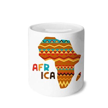 Imagem de DIYthinker Caixa de moedas de cerâmica com listras de personagens da África com porta-moedas