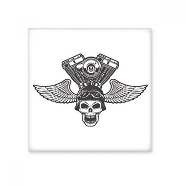 Imagem de Óculos de luz, esqueleto de motocicleta, padrão de azulejo de cerâmica, decalque brilhante, pedra adornada de tijolo esmaltado