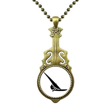 Imagem de DIYthinker Colar para tocador de veleiro de esportes surfando, joias antigas com pingente de música