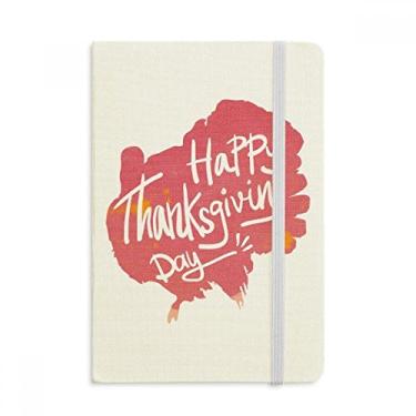 Imagem de Caderno com estampa de aquarela rosa de dia de Ação de Graças, capa dura de tecido oficial diário clássico