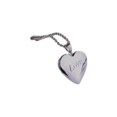 Imagem de Corrente com pingente coração LOVE relicário em aço inox