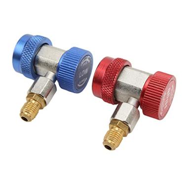 Imagem de Acoplador Rápido de Ar Condicionado, Design Seguro Azul+vermelho Conector R134A de Fácil Conexão para Carro