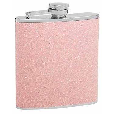 Imagem de Cantil de glitter segurando 170 g – Design brilhante na luz – Tamanho do bolso, aço inoxidável, à prova de ferrugem, tampa rosqueável – Acabamento rosa