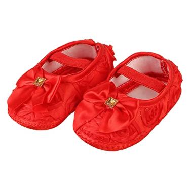 Imagem de Tênis infantil de corrida com led primavera e verão para meninas sapatos esportivos de chão flor arco superior botas de outono, Vermelho, 6-9 Months Infant