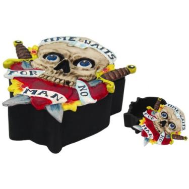 Imagem de Pacific Giftware PTC Time Waits for No Man Tattoo Pattern Stash Candy Jewelry Caixa de estatueta, 14,6 cm G