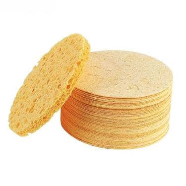Imagem de Esponjas faciais comprimidas esponjas de rosto esponja de limpeza, celulose esponja de limpeza facial almofada esfoliante rosto esponja, 50 unidades