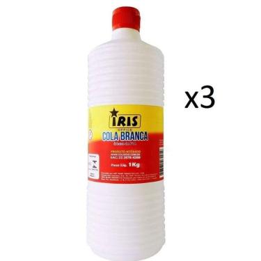 Imagem de Kit Cola Branca Escolar Lavável Pva 1000Gr- Iris- 3 Tubos