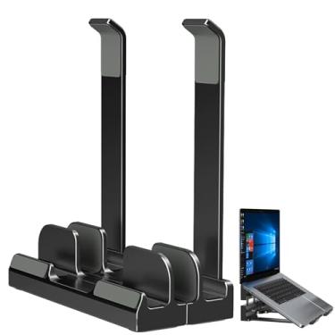 Imagem de Suporte para laptop vertical, Suporte para laptop vertical - Rack para laptop que economiza espaço ajustável - Acessórios eletrônicos de armazenamento estável para laptop para