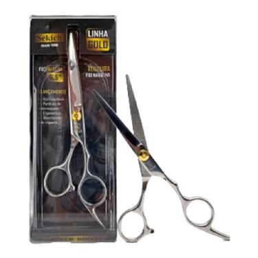 Imagem de Tesoura De Barbeiro Profissional Fio Navalha Gold 6.5 Aço Inox