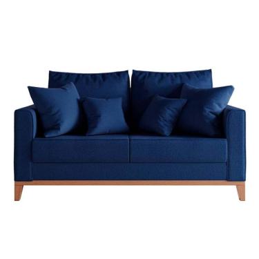 Imagem de Sofa 3 Lugares Monaco 1,80 M com Almofadas Linho Azul