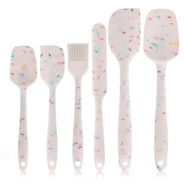 Imagem de conjunto de colher e espatulas para cozinha de silicone antiaderente espatulas resistentes ao calor excelente ferramenta para cozinha conjunto 6 peças