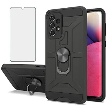Imagem de Compatível com Samsung Galaxy A33 5G 2022 protetor de tela de vidro temperado 360 Deree anel giratório magnético suporte anel de dedo capa para celular Gaxaly A 33 G5 Galaxies 33A SM A336U mulheres