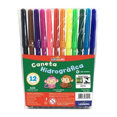 Imagem de Kit Canetas Hidrográficas 12 Cores Leo&Leo - 6 Pacotes 12