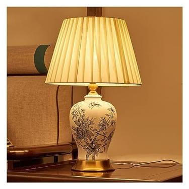 Imagem de Luminárias de Mesa Lâmpada de mesa multifuncional 21.2 ", lâmpada de mesa chinesa com abajur de tecido, lâmpada de mesa simples para sala de estar e quarto Leitura (Color : B, Size : Button Switch)