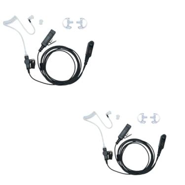 Imagem de Sarcia Fone de ouvido XPR 3500e para Motorola, kit de vigilância de tubo acústico de 2 fios com dois pares de moldes médios para Motorola XPR3500 XPR3000 XPR3300 XPR3300e Rádio Walkie Talkie