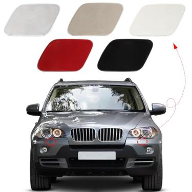 Imagem de CZShiYue Tampa do bocal da arruela do para-choque dianteiro apto para BMW X5 E70 2007 2008 2009 2010 2011 2012 51657199141 51657199142 (sem pintura, lado esquerdo do motorista)
