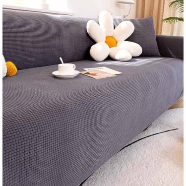 Imagem de Sofá Slipcover Sofá Capa Protetor De Móveis Sofá Macio Com Fundo Elástico Para Crianças, Poliéster Spandex Jacquard Tecido Pequenas Verificações (Adequado para 35-55 inch,Cinzento Escuro)
