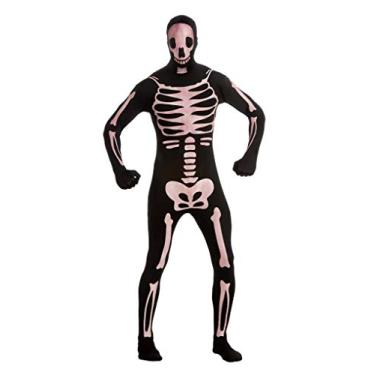 Imagem de Rubie's Fantasia adulta de esqueleto segunda pele Zentai super terno, Preto/branco, G