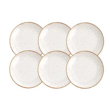 Imagem de Aparelho de Jantar Jogo de Pratos Rasos Barô by Tramontina 25 cm Rústico Marrom Porcelana Decorada 6 Peças