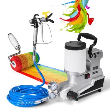 Imagem de Pulverizador de Tinta Sem Ar Portátil de 1600W, Máquina de Pulverização de Tinta de Alta Pressão 2L, Pistola de Pintura de Parede com Regulação de Velocidade Contínua, 2,5L/Min,110V